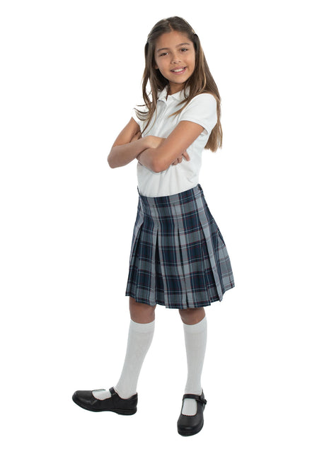 School Uniform Girls Box Pleat Skirt Top of The Knee Plaid #82 by hello nella