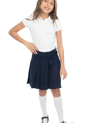 School Uniform Girls Solid Color Box Pleat Skirt Top of the Knee by hello nella