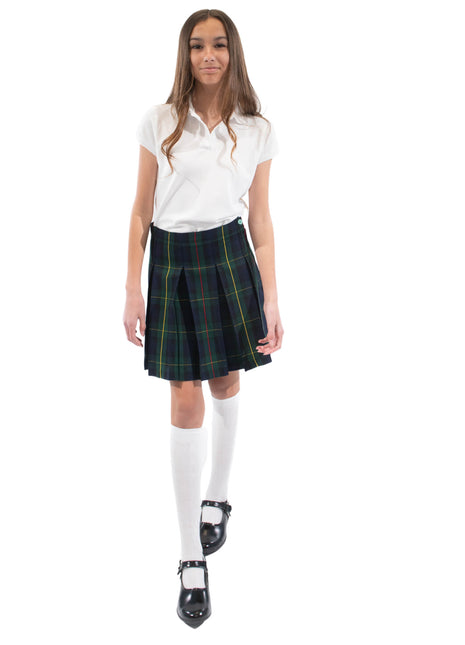 School Uniform Girls Box Pleat Skirt Top of The Knee Plaid #83 by hello nella