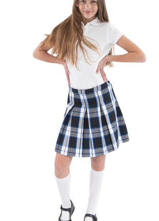 School Uniform Girls Box Pleat Skirt Top of The Knee Plaid #114 by hello nella