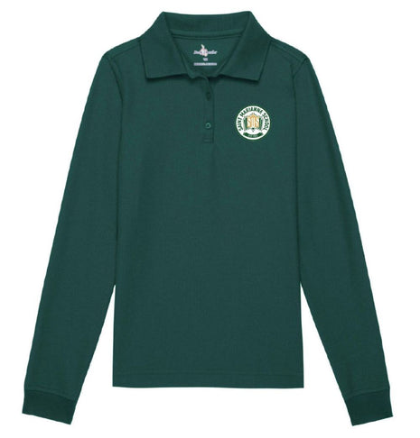 Girls Long Sleeve Feminine Pique Polo (Prek-8TH)