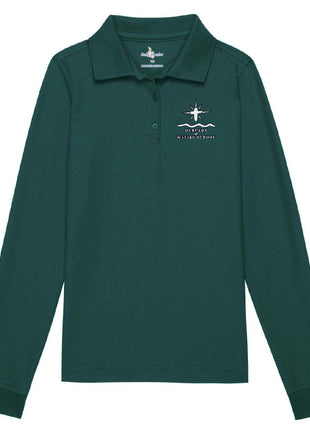 Girls Long Sleeve Feminine Pique Polo