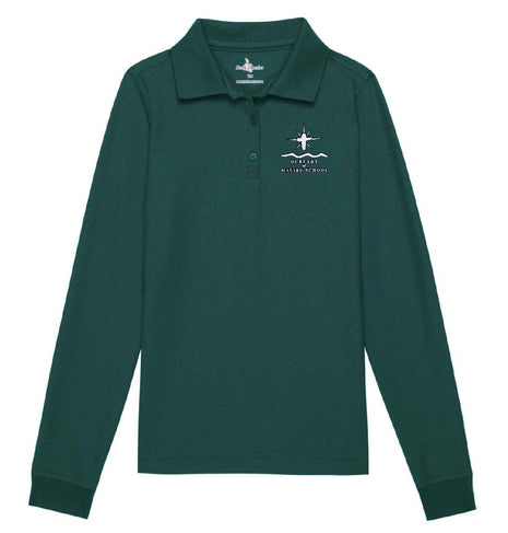 Girls Long Sleeve Feminine Pique Polo