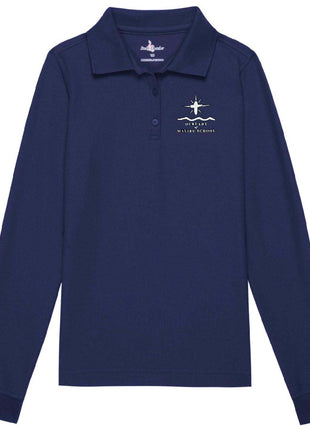 Girls Long Sleeve Feminine Pique Polo