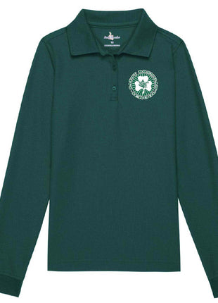 Girls Long Sleeve Feminine Pique Polo