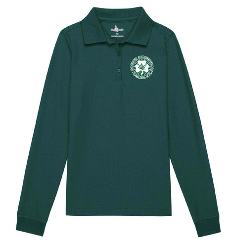 Girls Long Sleeve Feminine Pique Polo