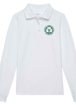 Girls Long Sleeve Feminine Pique Polo
