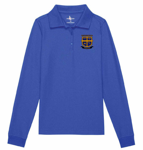 Girls Long Sleeve Feminine Fit Pique Polo