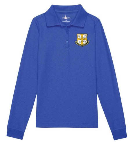 Girls Long Sleeve Feminine Pique Polo