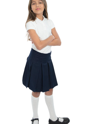 School Uniform Girls Solid Color Box Pleat Skirt Top of the Knee by hello nella