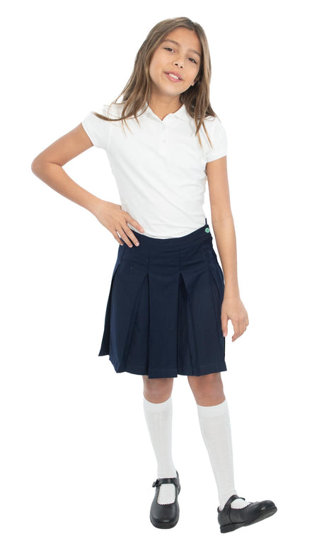 School Uniform Girls Solid Color Box Pleat Skirt Top of the Knee by hello nella