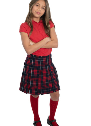 School Uniform Girls Box Pleat Skirt Top of The Knee Plaid #36 by hello nella