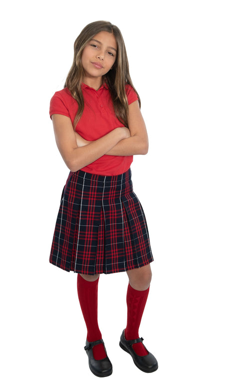 School Uniform Girls Box Pleat Skirt Top of The Knee Plaid #36 by hello nella