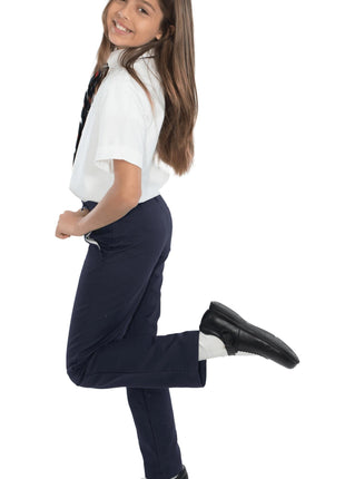 Pantalones de pierna recta con frente plano para niñas de uniforme escolar de Becky Thatcher 