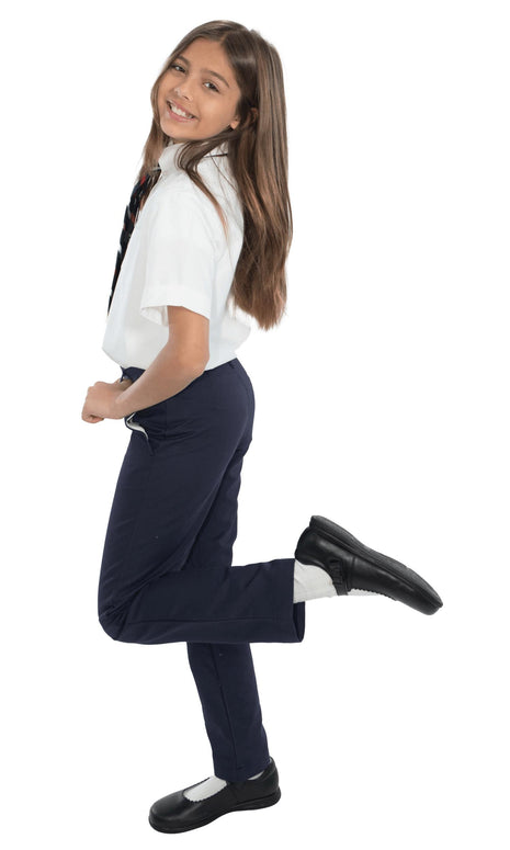 Pantalones de pierna recta con frente plano para niñas de uniforme escolar de Becky Thatcher 