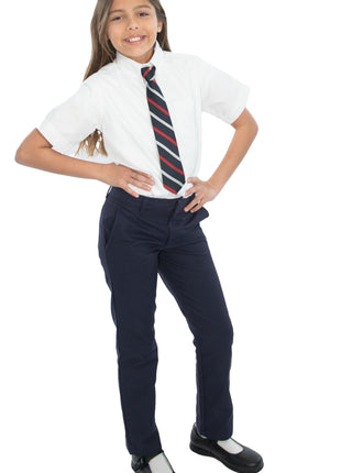 Pantalones de pierna recta con frente plano para niñas de uniforme escolar de Becky Thatcher 