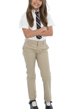 School Uniform Girls Flat Front Straight Leg Pants by Becky Thatcher w/School Logo