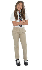 Pantalones de pierna recta con frente plano para niñas de uniforme escolar de Becky Thatcher 