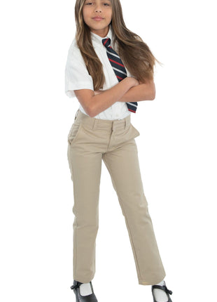 School Uniform Girls Flat Front Straight Leg Pants by Becky Thatcher