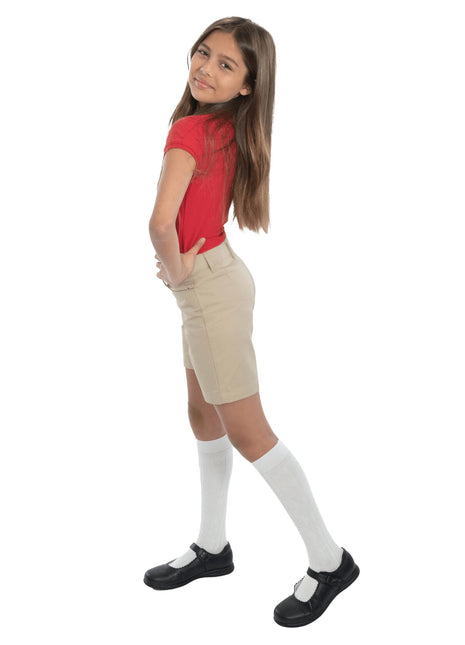 School Uniform Girls Flat Front Bermuda Shorts by Becky Thatcher w/School Logo
