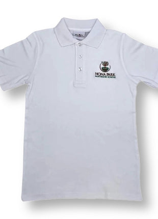 FINAL SALE School Uniform Kids White Short Sleeve Polo Shirt W/ Embroidered Logo
