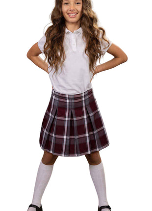 School Uniform Girls Box Pleat Skirt Top of The Knee Plaid #91 by hello nella