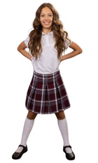 School Uniform Girls Box Pleat Skirt Top of The Knee Plaid #91 by hello nella