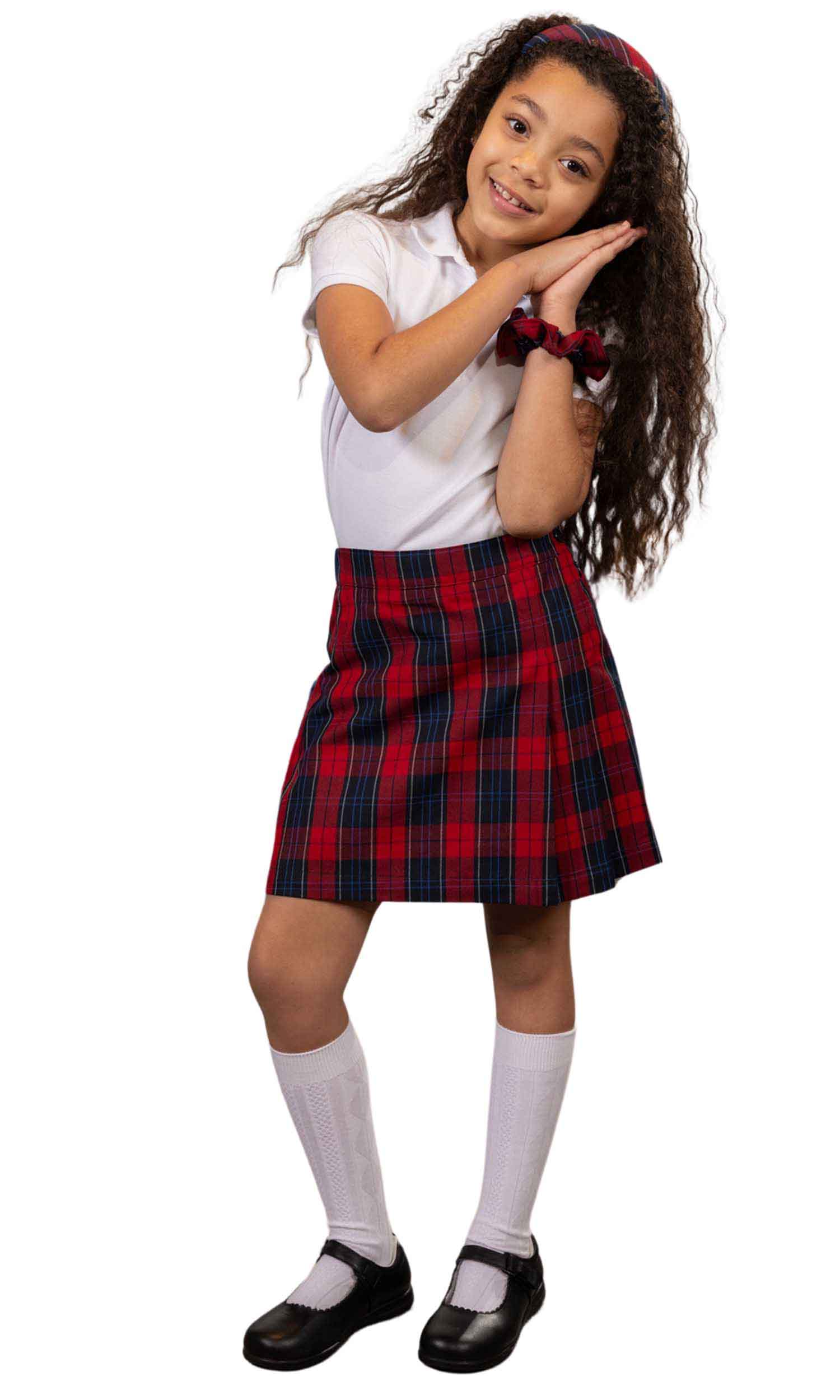School Uniform Girls Two-Sided Pleated Skort Plaid #94 by hello nella
