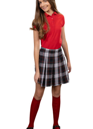 School Uniform Girls Box Pleat Skirt Top of The Knee Plaid #50 by hello nella