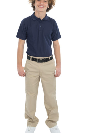 School Uniform Boys and Mens Flat Front Pants by Tom Sawyer w/School Logo