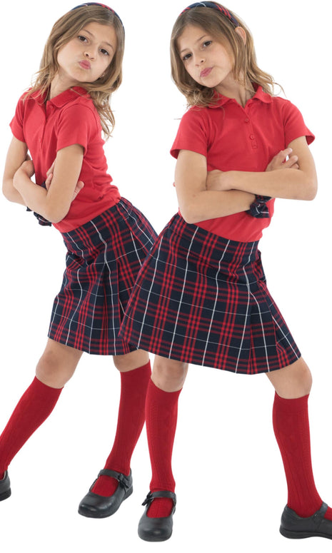 School Uniform Girls Two-Sided Pleated Skort Plaid #36 by hello nella