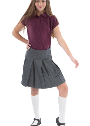 School Uniform Girls Solid Color Box Pleat Skirt Top of the Knee by hello nella