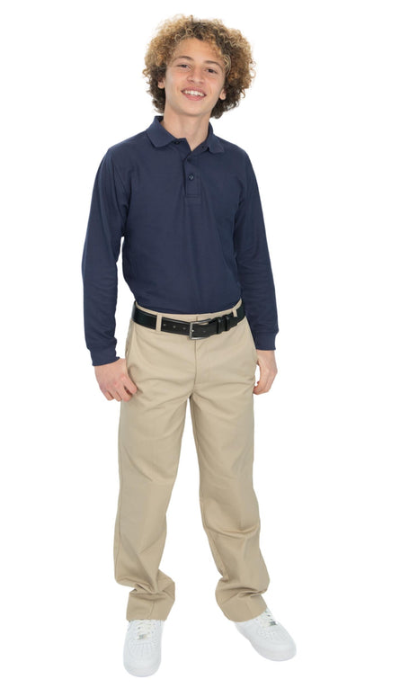 School Uniform Kids Long Sleeve Pique Polo Shirt by Tom Sawyer