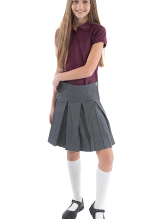 School Uniform Girls Solid Color Box Pleat Skirt Top of the Knee by hello nella