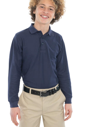 Camiseta polo de piqué de manga larga para niños con uniforme escolar de Tom Sawyer