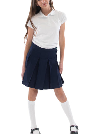 School Uniform Girls Solid Color Box Pleat Skirt Top of the Knee by hello nella