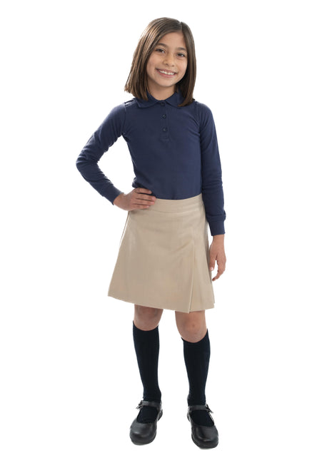 Uniformes escolares para niñas, manga larga, ajuste femenino, polo de piqué