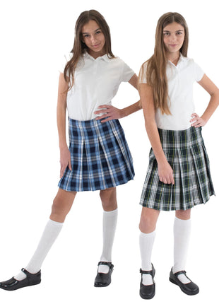 School Uniform Girls Box Pleat Skirt Top of The Knee Plaid #76 by hello nella