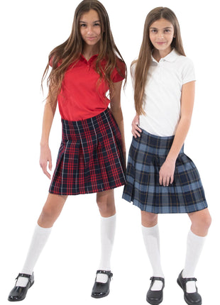 School Uniform Girls Box Pleat Skirt Top of The Knee Plaid #36 by hello nella