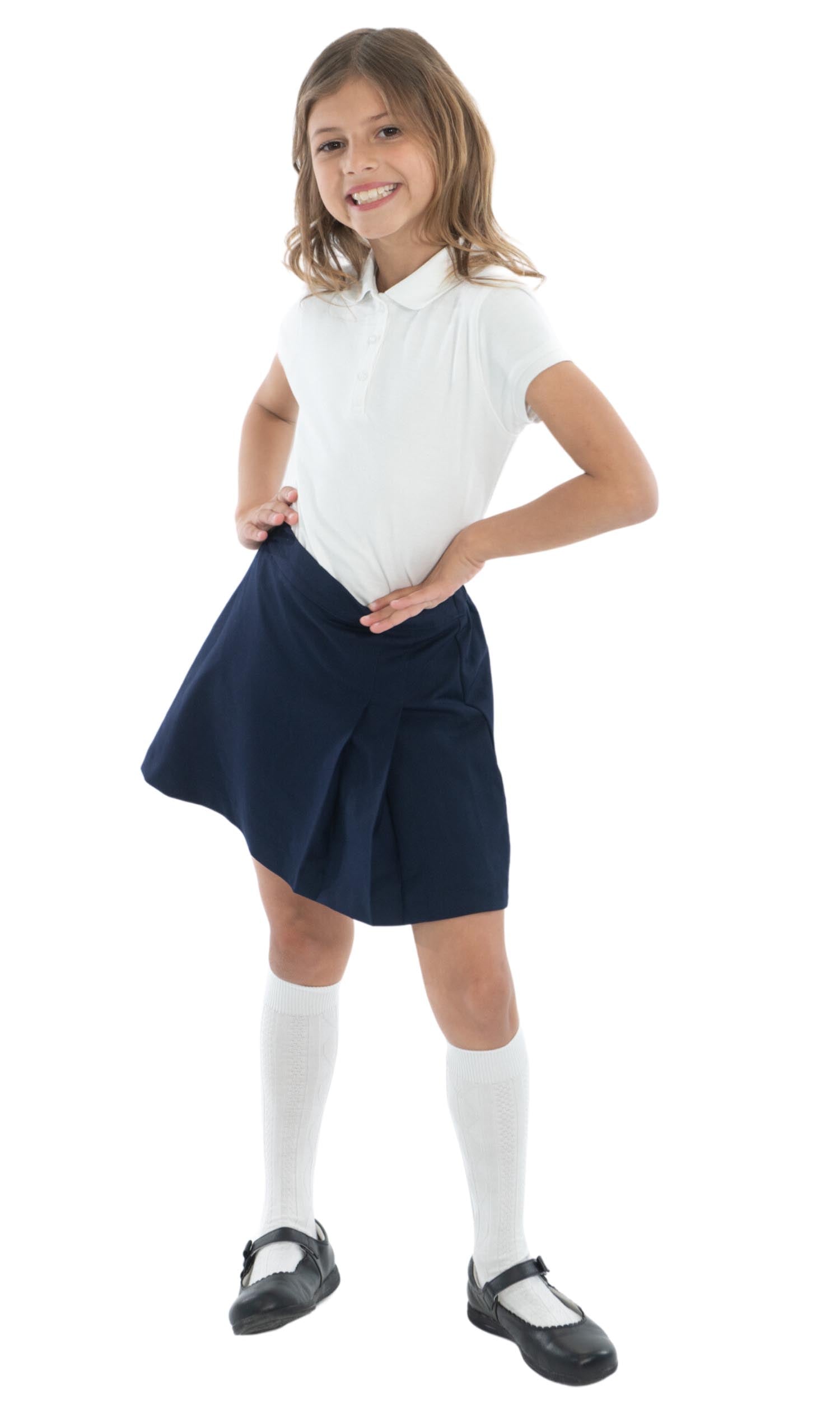 School Uniform Girls Two-Sided Pleated Solid Skort by hello nella