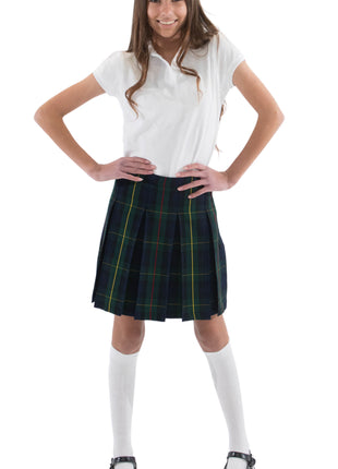 School Uniform Girls Box Pleat Skirt Top of The Knee Plaid #83 by hello nella