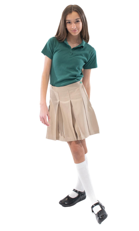 Uniforme escolar Niñas Falda plisada de caja de color sólido Parte superior de la rodilla