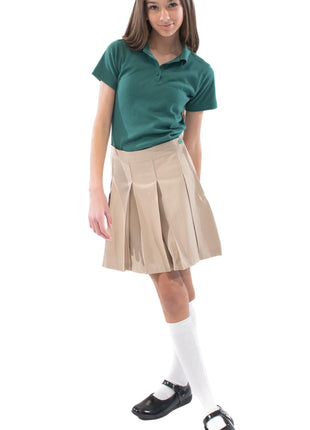 Uniformes escolares para niñas, manga corta, ajuste femenino, polo interlock