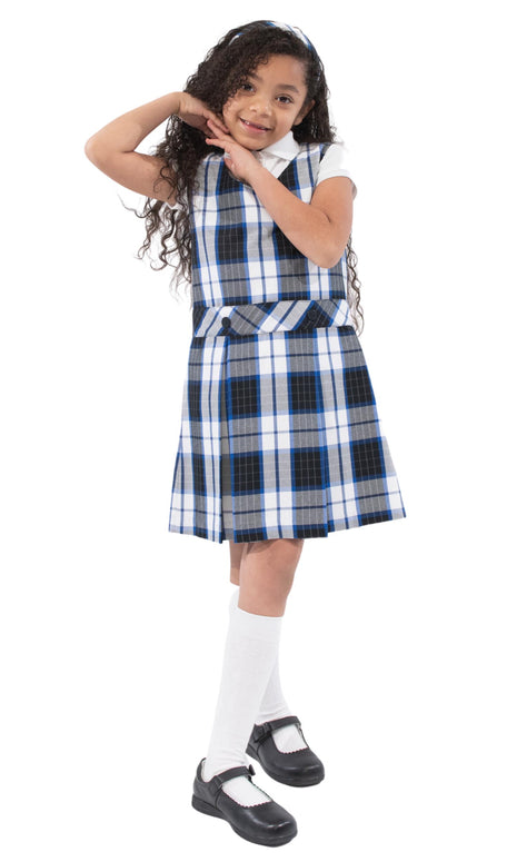 Uniforme escolar Niñas Plaid Jumper Parte superior de la rodilla Plaid # 114