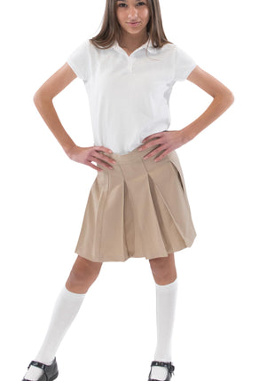 Uniforme escolar Niñas Falda plisada de caja de color sólido Parte superior de la rodilla