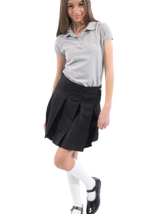 Uniforme escolar Niñas Falda plisada de caja de color sólido Parte superior de la rodilla