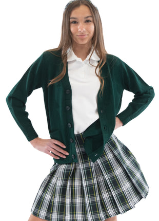 School Uniform Girls Box Pleat Skirt Top of The Knee Plaid #61 by hello nella